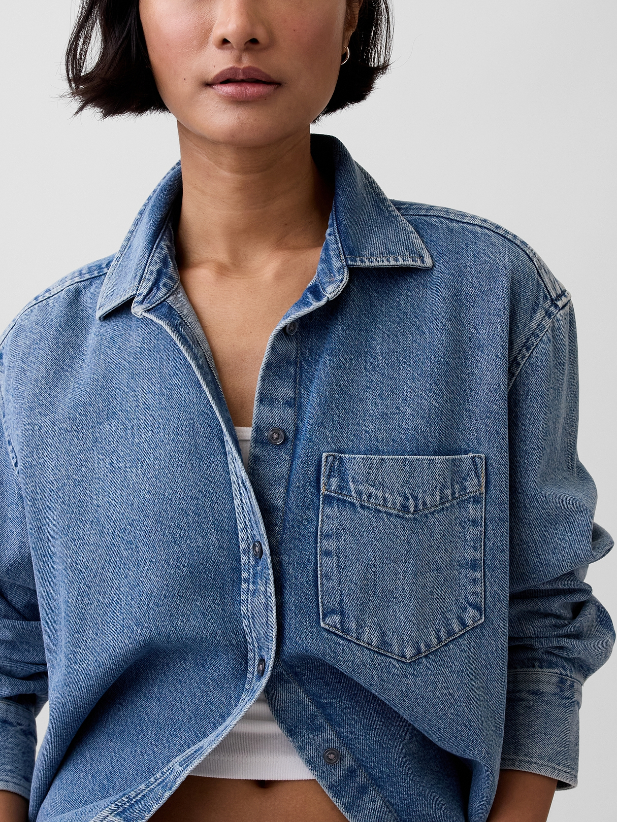 UltraSoft Denim Oversized Shirt | Gap