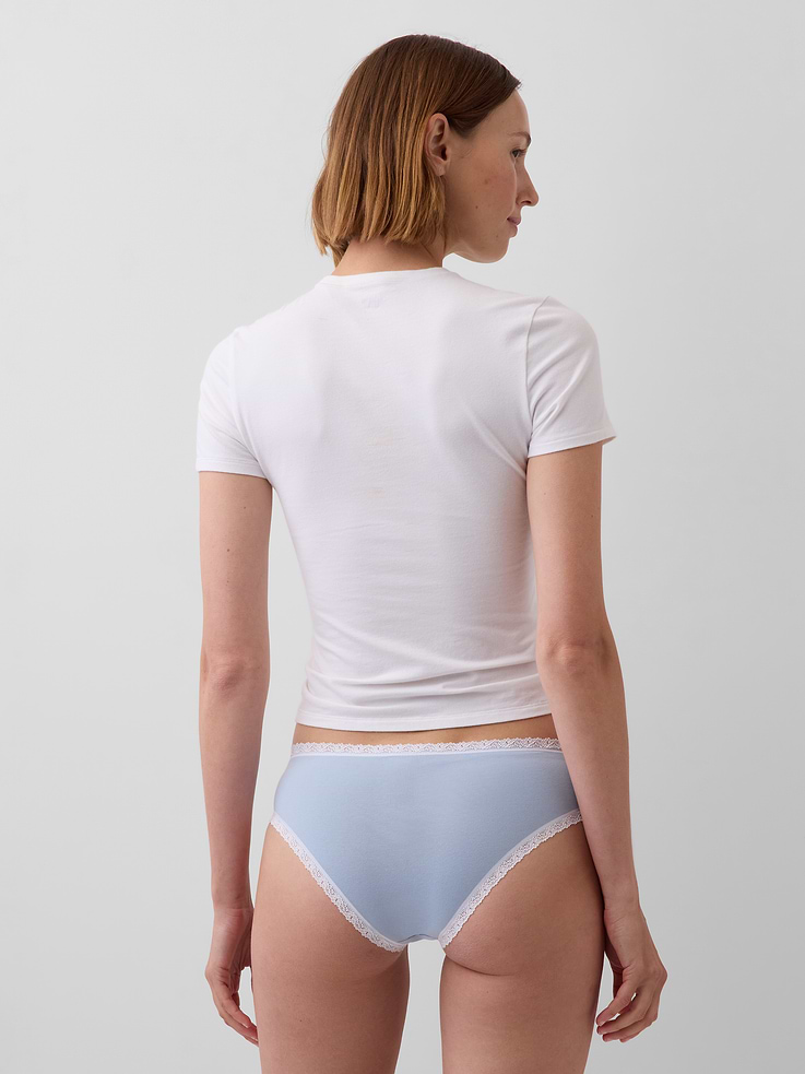 Image number 2 showing, Organic Stretch Cotton Lace-Trim Hipster