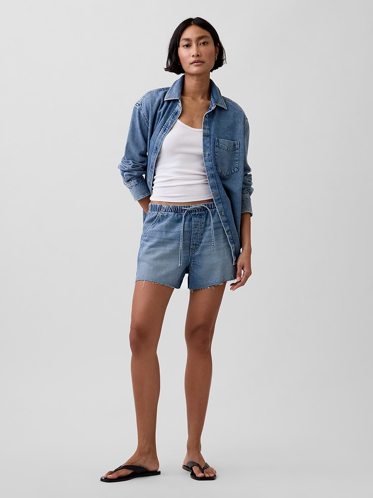 Image number 1 showing, 3.5” Low Slung Easy Denim Shorts