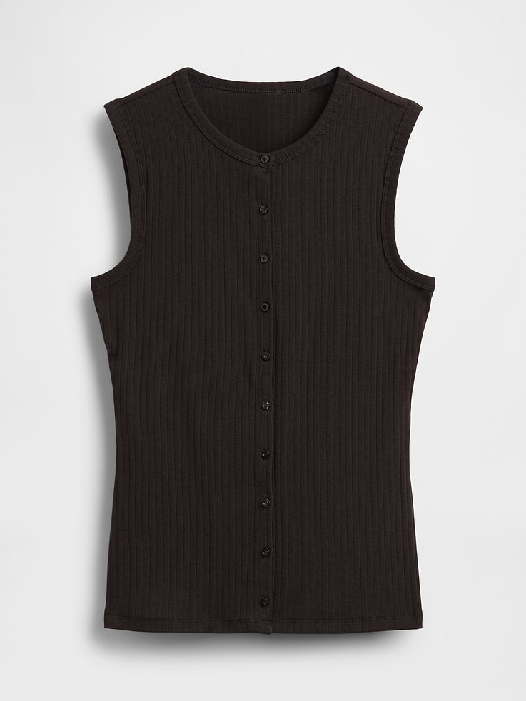 Image number 5 showing, Modern Wide Rib Button-Front Top