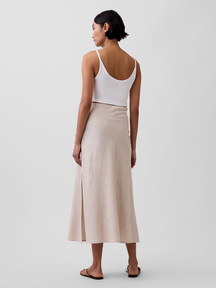 Image number 2 showing, Linen-Blend Maxi Slip Skirt