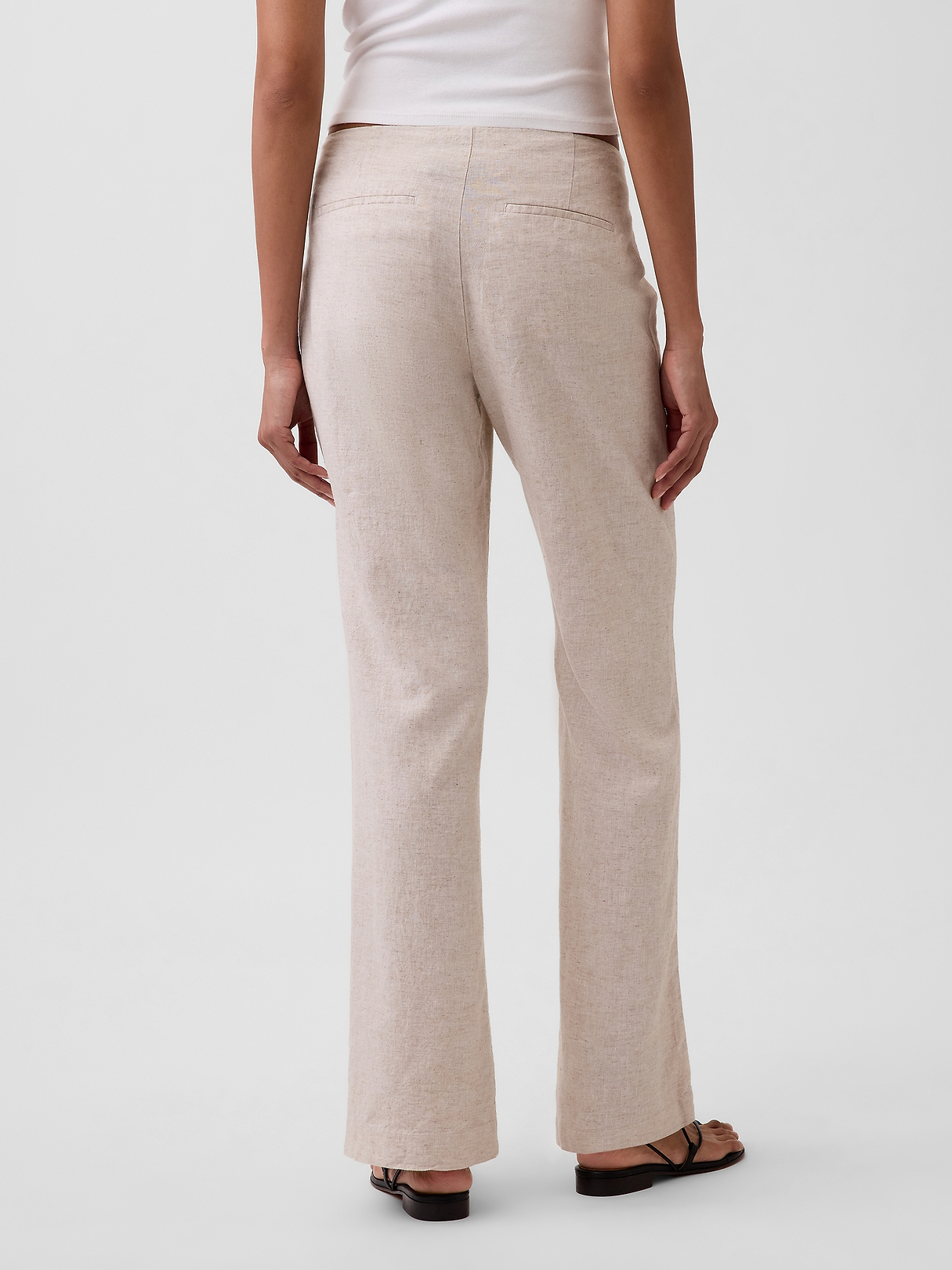 Low Rise Linen-Blend Flare Pants | Gap