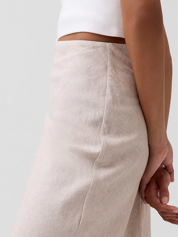 Linen-Blend Maxi Slip Skirt