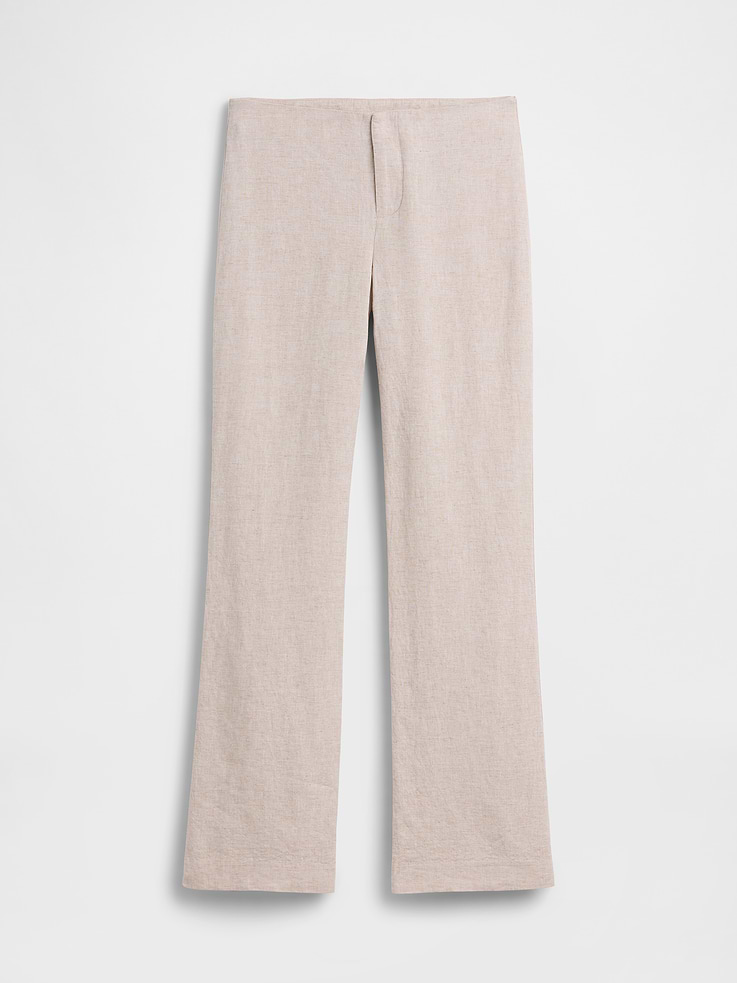 Image number 7 showing, Low Rise Linen-Blend Flare Pants