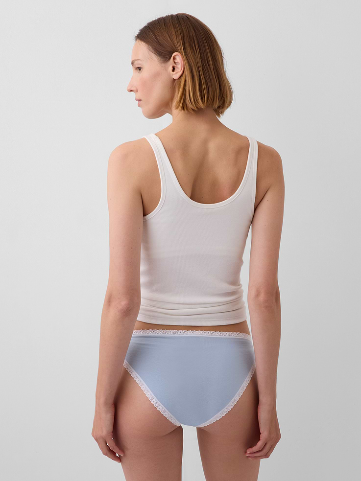 Image number 2 showing, Organic Stretch Cotton Lace-Trim Bikini