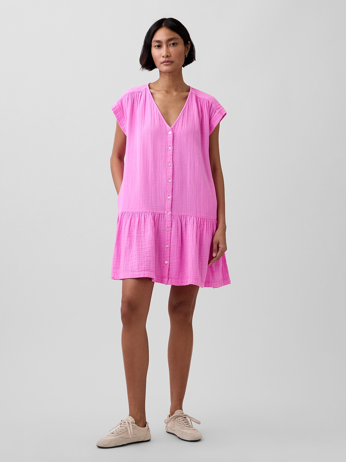 Cotton Gauze Drop-Waist Shirtdress | Gap