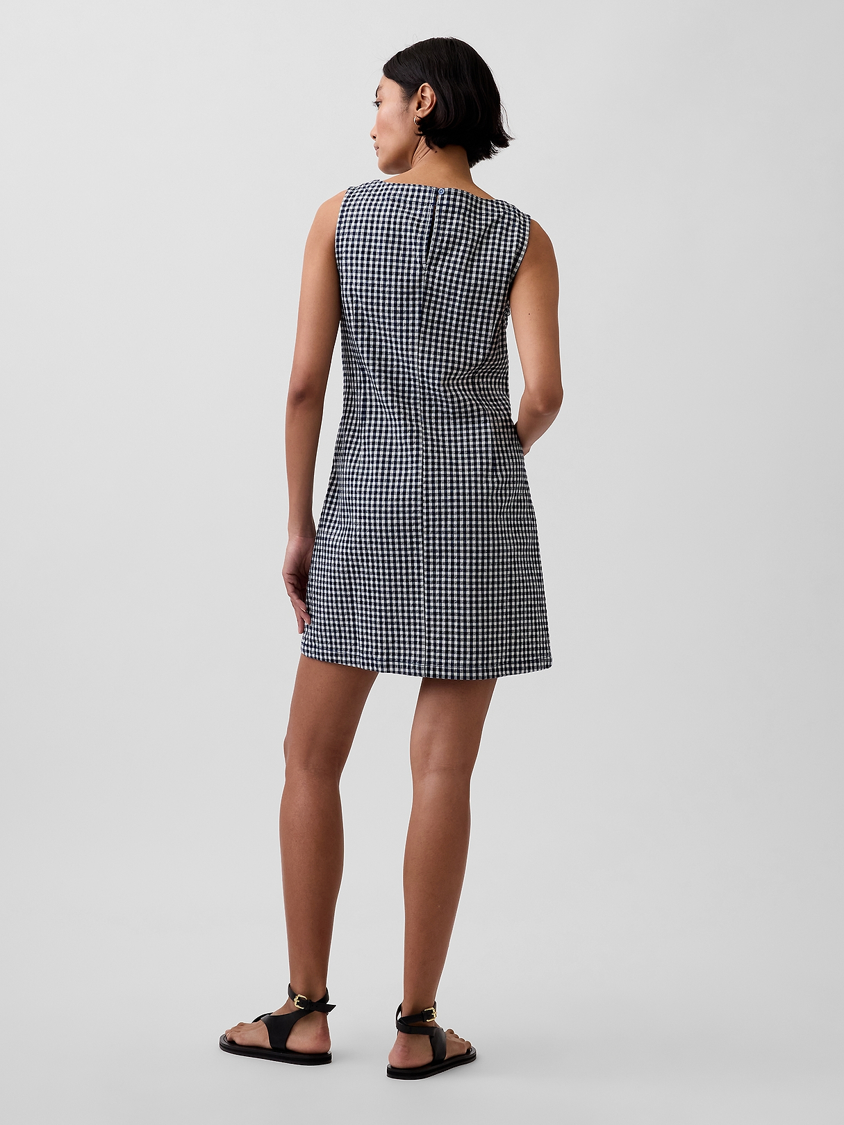 Gingham Denim Shift Mini Dress | Gap