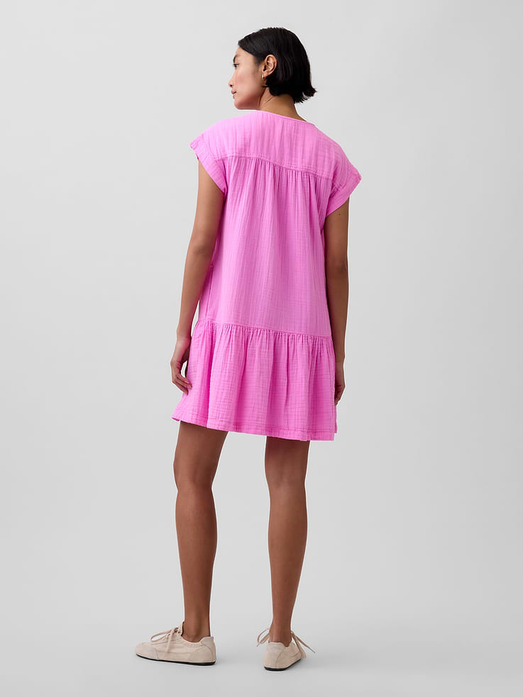 Image number 2 showing, Cotton Gauze Drop-Waist Shirtdress