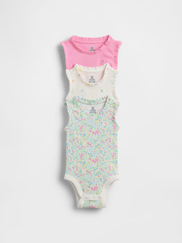 Baby First Favorites TinyRib Ruffle Tank Bodysuit (3-Pack)