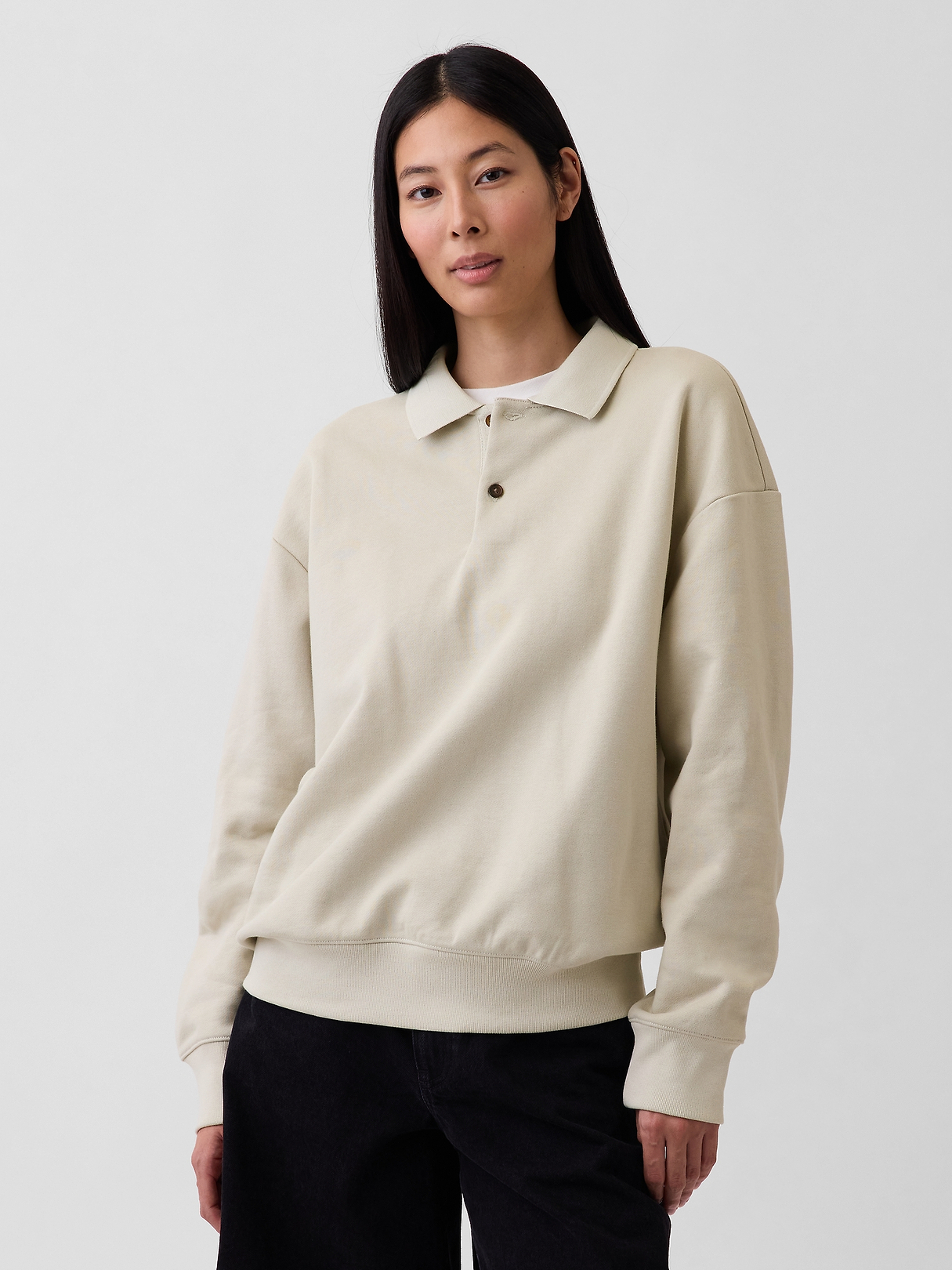 Adult Heavyweight Oversized Polo Sweatshirt | Gap