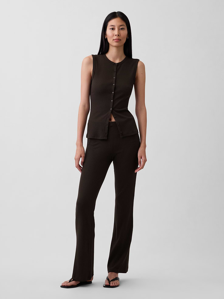 Image number 2 showing, Modern Wide Rib Button-Front Top