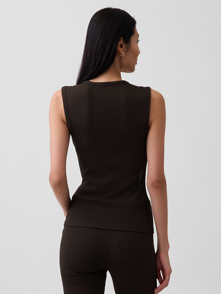 Image number 3 showing, Modern Wide Rib Button-Front Top