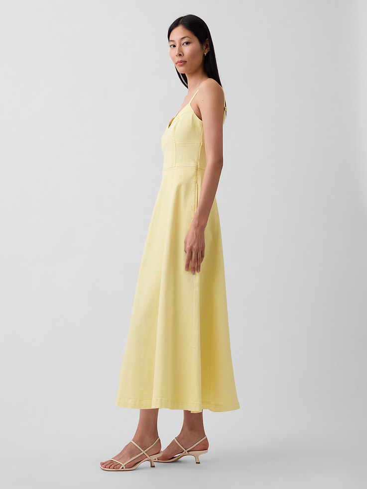 Image number 3 showing, Denim Seamed Corset Maxi Dress