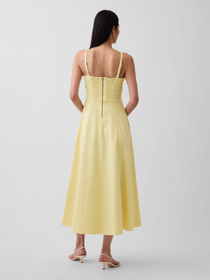 Image number 2 showing, Denim Seamed Corset Maxi Dress