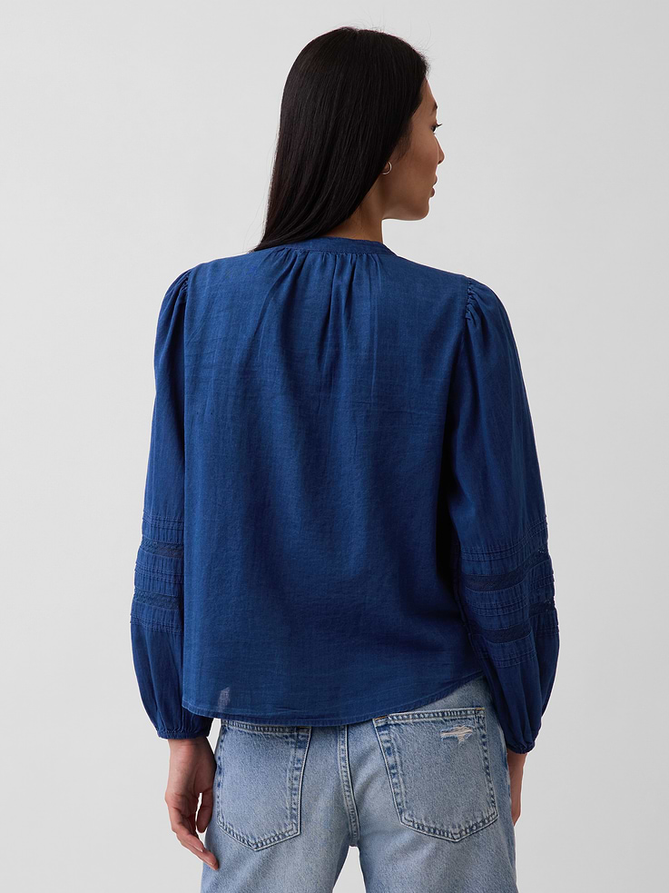 Image number 3 showing, Lace-Trim Pintuck Top