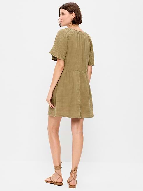 cute fall mini dresses Curvy Eyelet Floral Babydoll Dress 2XL meta-color-sg-perfect-spread-dress-shirt-micro-check-pink Breezy chiffon material with Taupe Sweetheart Mini Dress Color:Natural/Black