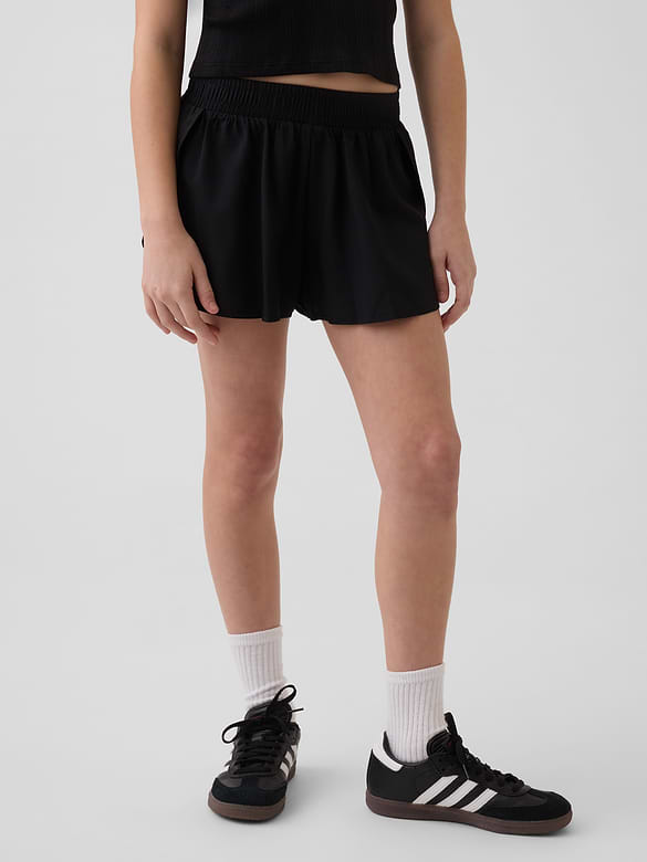 Kids Quick-Dry Butterfly-Hem Run Shorts