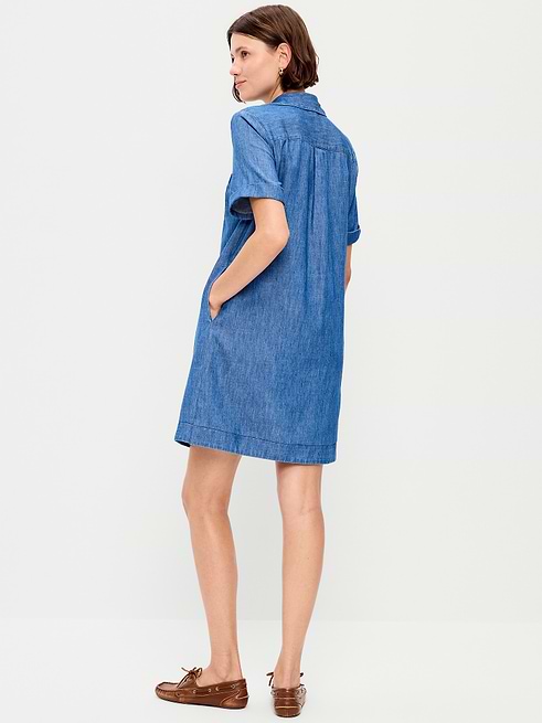 Old Navy Women's Button-Down Mini Shirt Dress - Blue