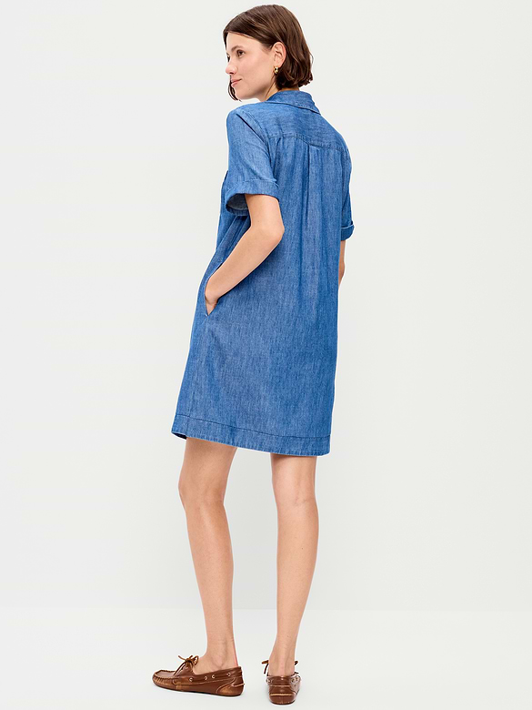 Button-Down Mini Shirt Dress