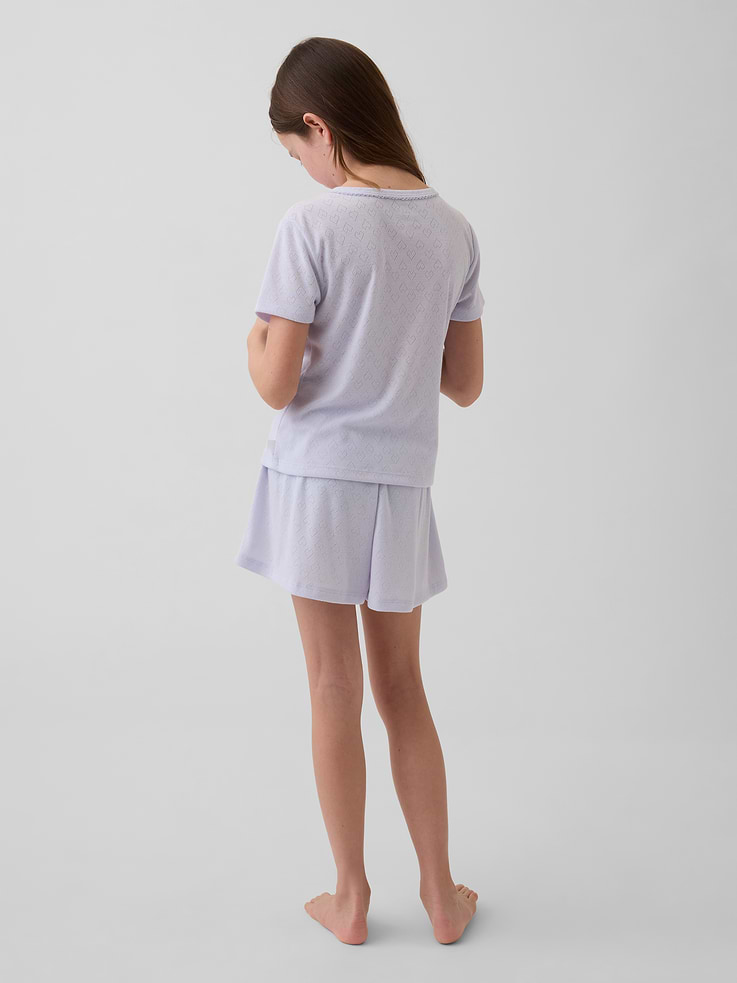 Image 3 of 4, Kids Recycled Pointelle PJ Shorts