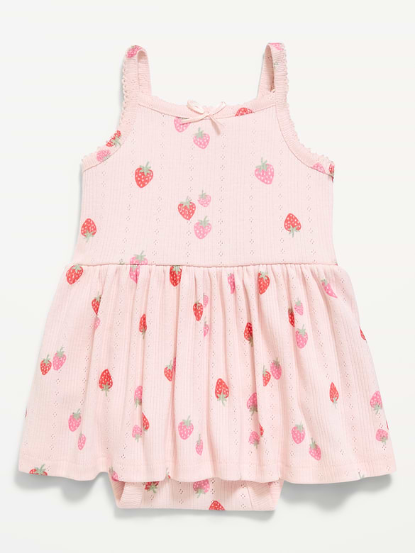 Printed Pointelle-Knit Bodysuit Dress for Baby