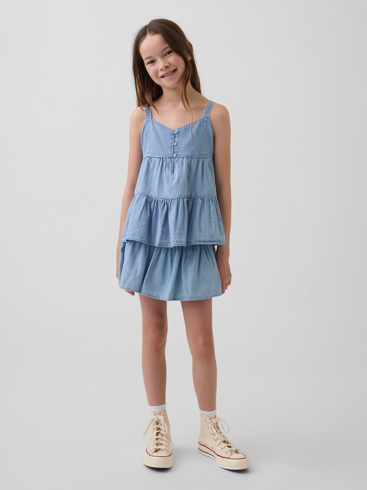 Kids Denim Tiered Skort