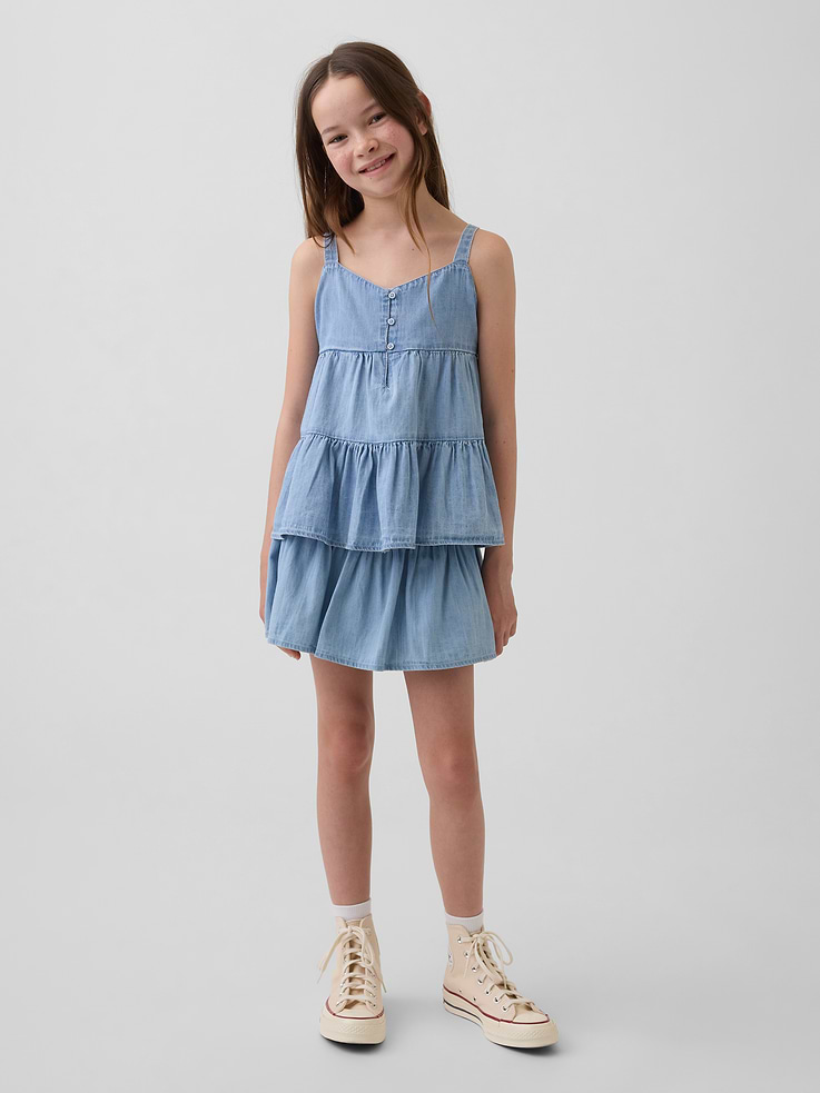 Image number 1 showing, Kids Denim Tiered Skort