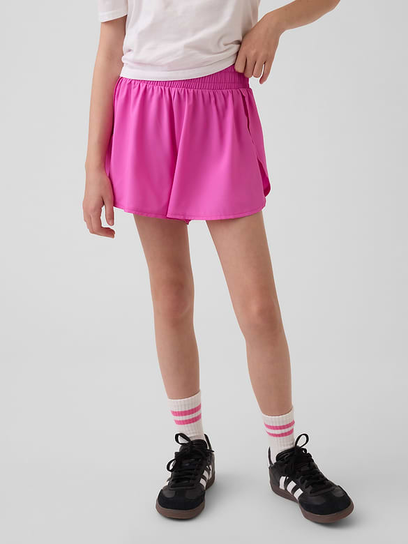 Kids Quick-Dry Butterfly-Hem Run Shorts
