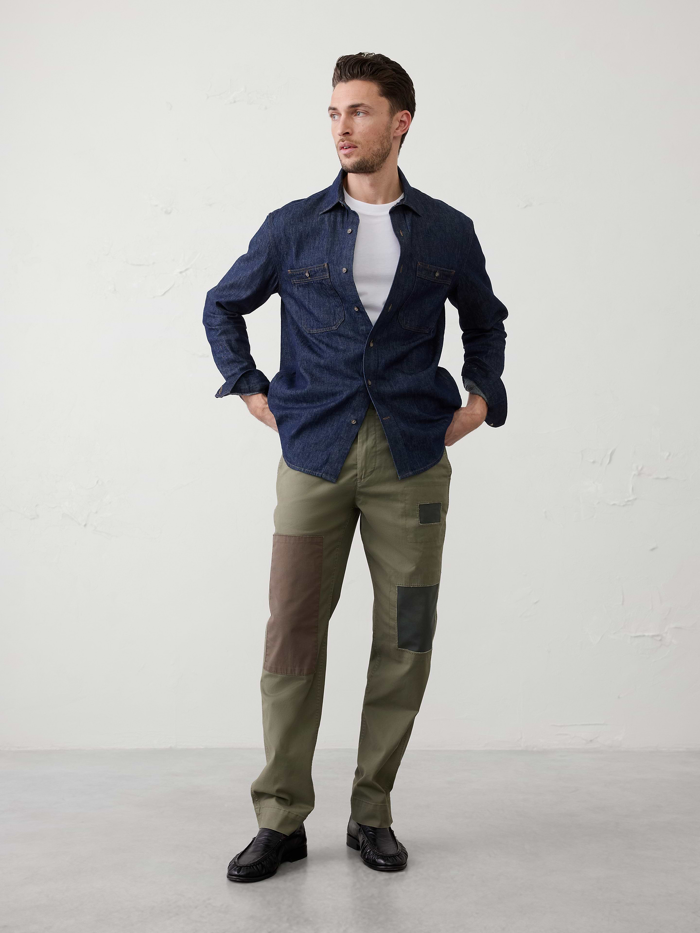 Image number 1 showing, Slim Straight Patchwork Chino