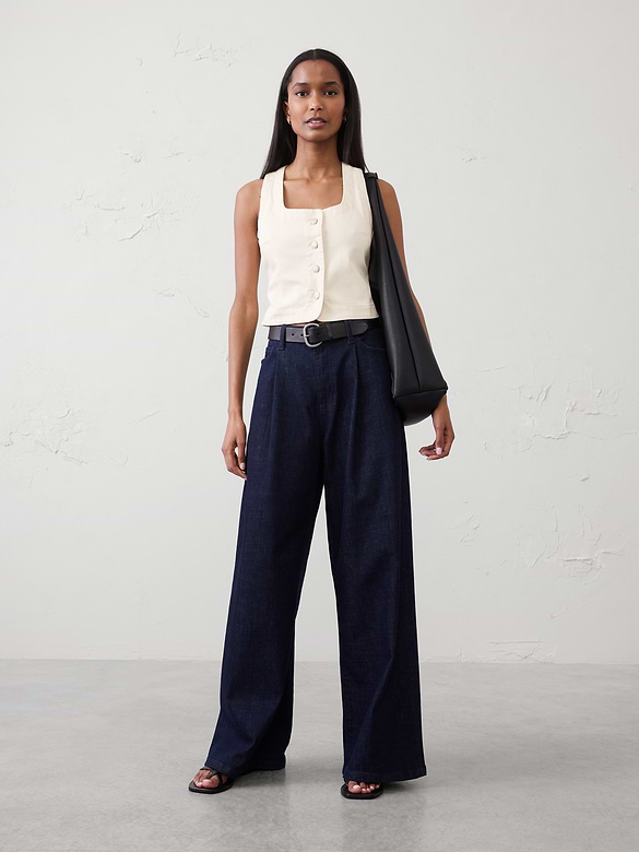 Buttoned Denim Vest