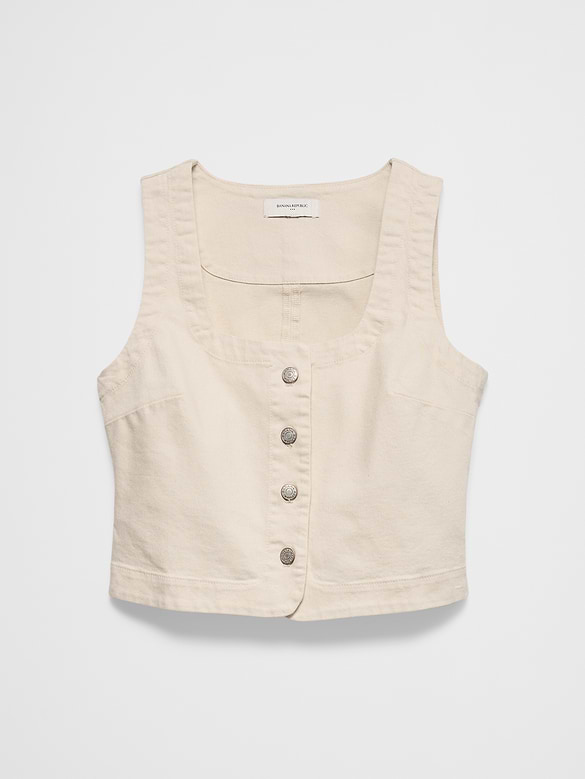 Buttoned Denim Vest