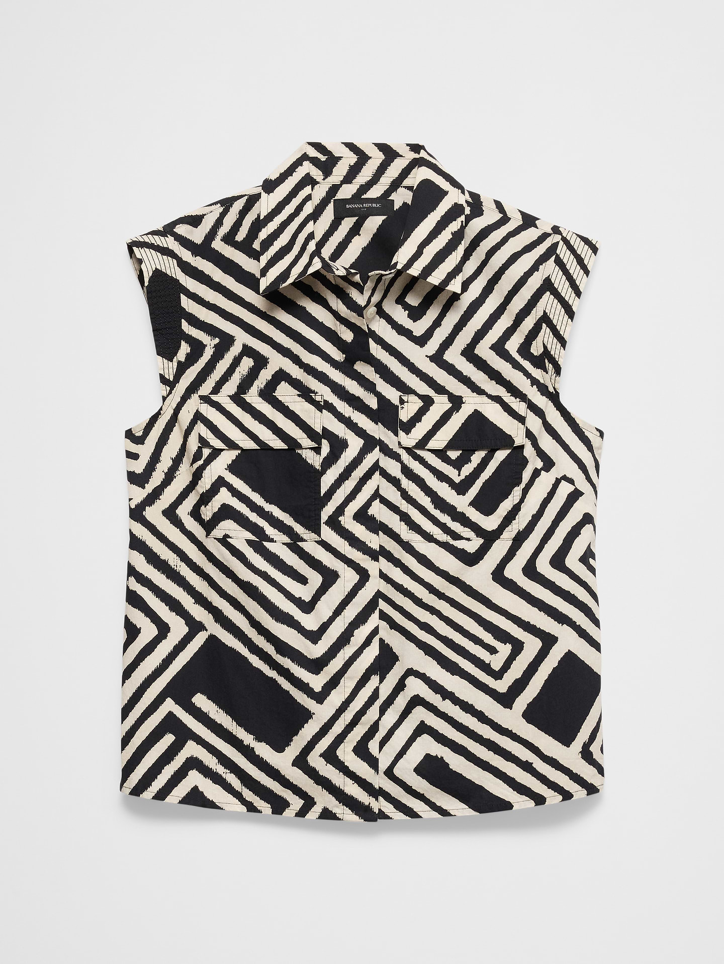 Image number 7 showing, Denim Trapunto Cap-Sleeve Shirt
