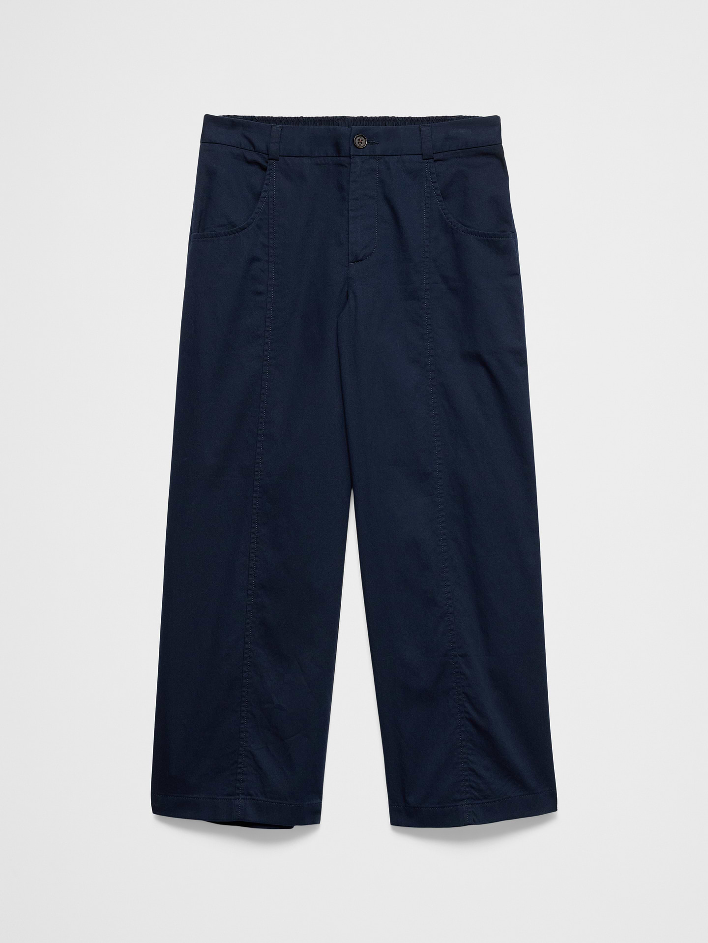 Image 4 of 4, Wide-Leg Mid-Rise Lightweight Twill Cropped Trouser