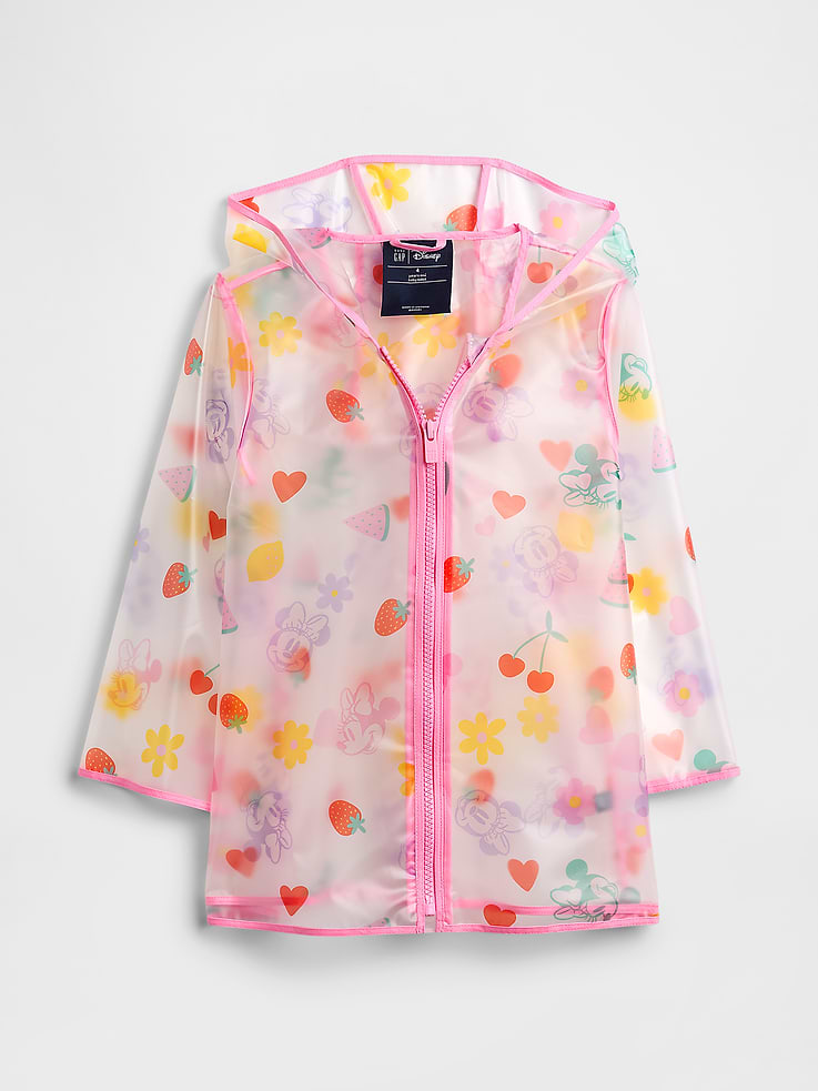 Image 1 of 3, A very special collaboration between Gap and Disney— two timeless, iconic American brands— led us to create a collection that celebrates Mickey Mouse and Minnie Mouse., Smooth water-resistant outer., Long sleeves., Hood, zip front., Allover print., This product was made in a factory that invests in gender equity and women’s empowerment through RISE. Learn more at, Product #1172362