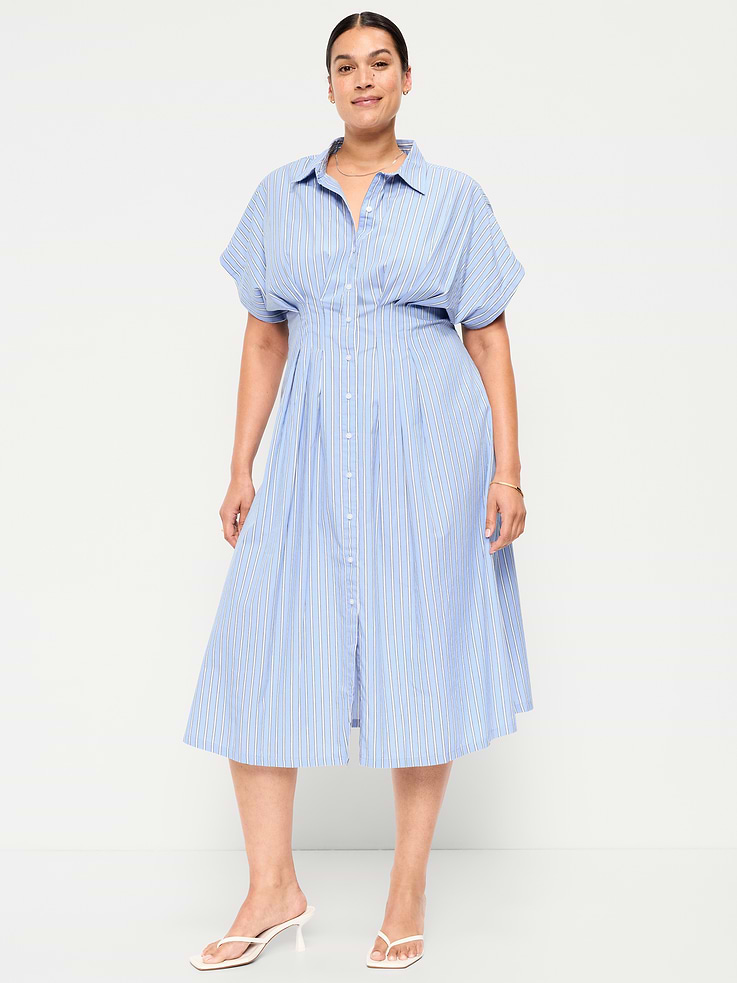 Image number 9 showing, Pintuck-Waist Midi Shirt Dress