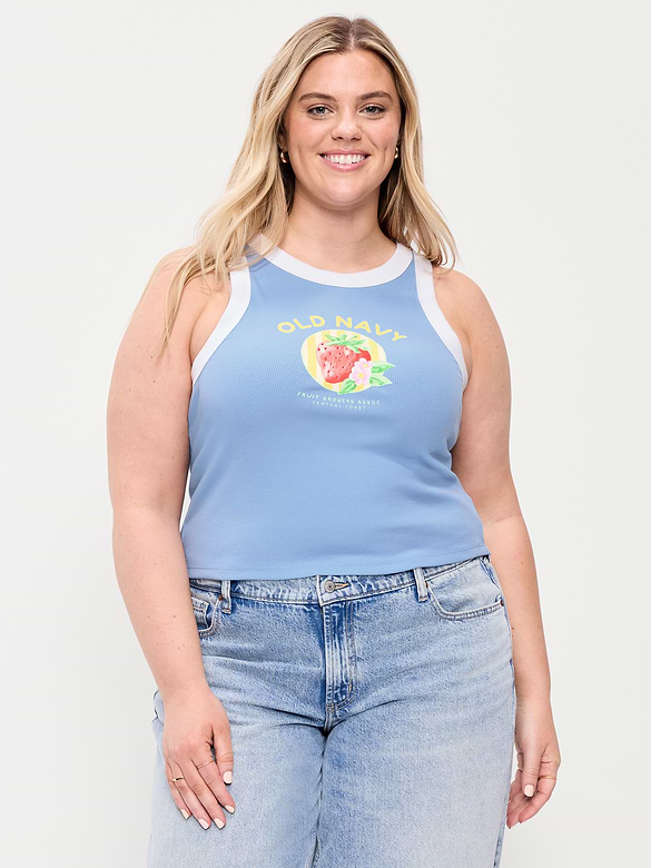 Camisole ajustée courte côtelée