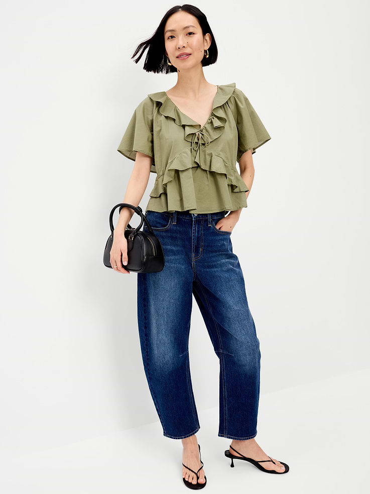 Image number 3 showing, Ruffle Tie-Front Top