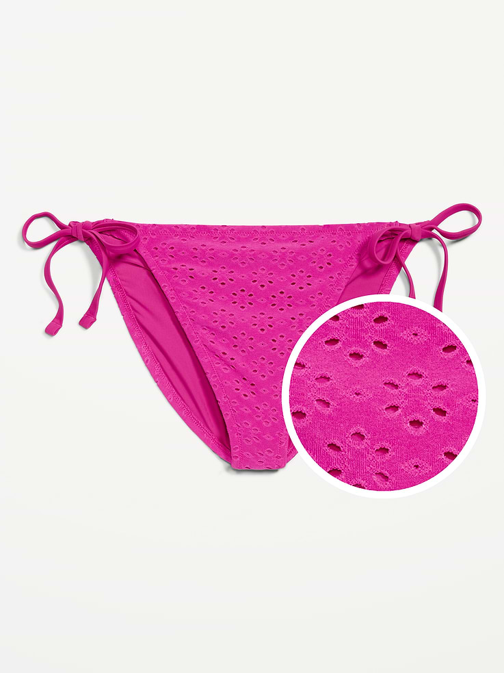 L'image numéro 4 présente Bas de bikini à broderie anglaise noué sur le côté