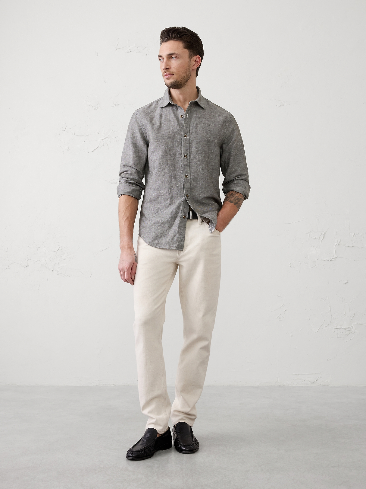 トップス 00s Banana Republic Irish Linen Shirt Slim-Fit Linen-Blend Shirt | Banana Republic Factory