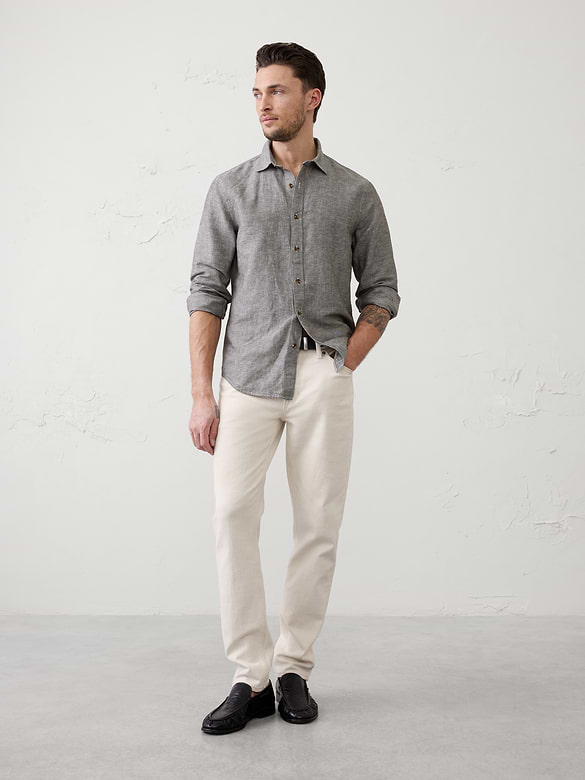 Slim-Fit Linen-Blend Shirt