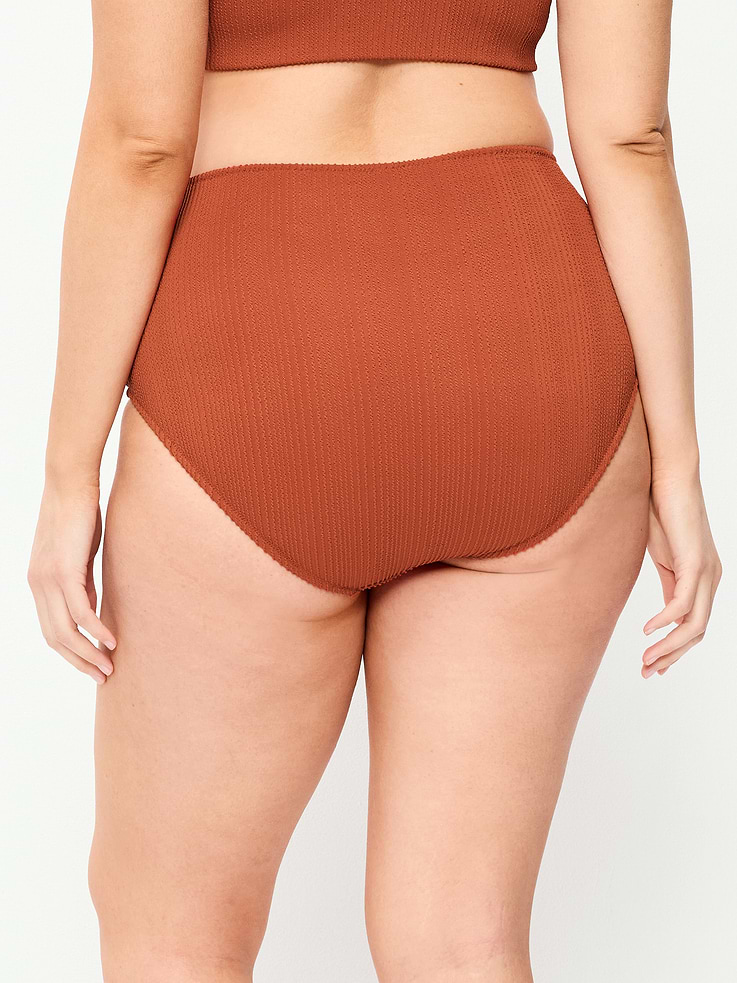 L'image numéro 6 présente Culotte de bikini côtelée à taille haute