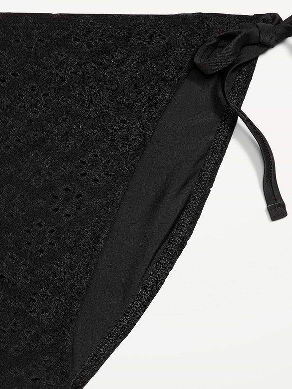 Eyelet String Bikini Swim Bottoms
