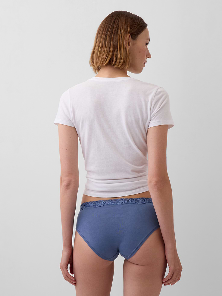 Image number 2 showing, Organic Stretch Cotton Lace-Trim Hipster