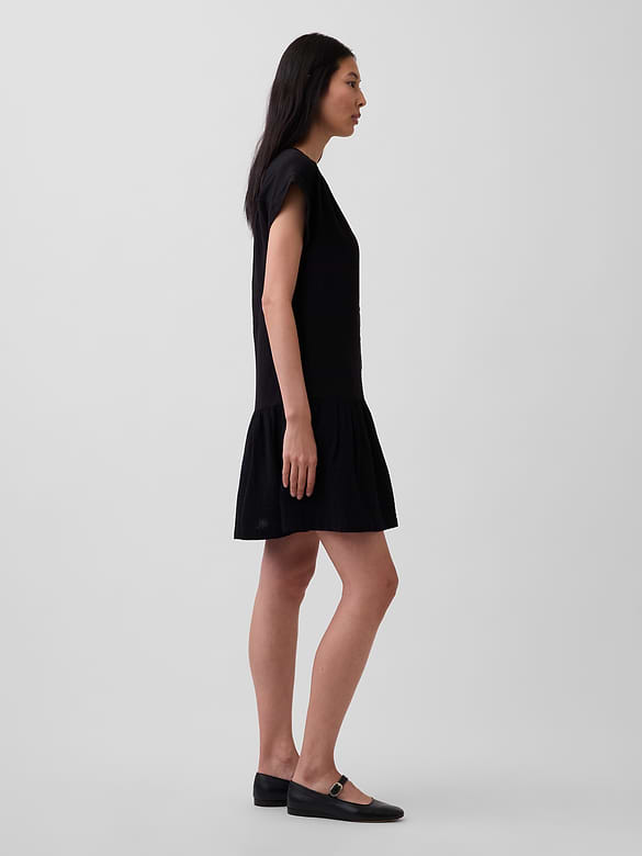 Cotton Gauze Drop-Waist Shirtdress