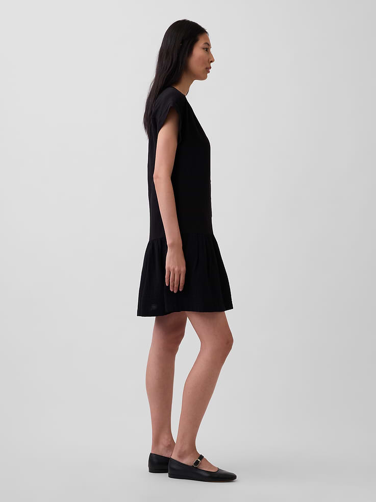 Image number 3 showing, Cotton Gauze Drop-Waist Shirtdress