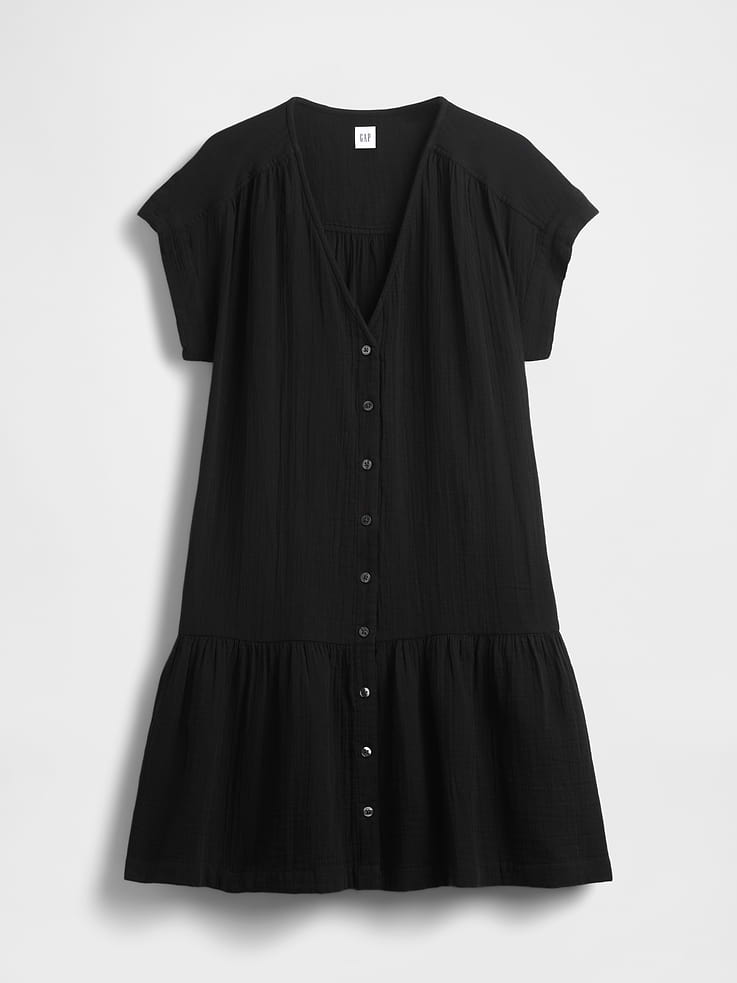 Image number 5 showing, Cotton Gauze Drop-Waist Shirtdress
