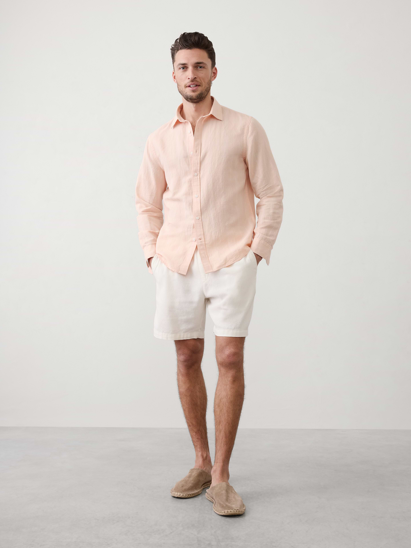 Image number 1 showing, Slim-Fit Linen-Blend Shirt