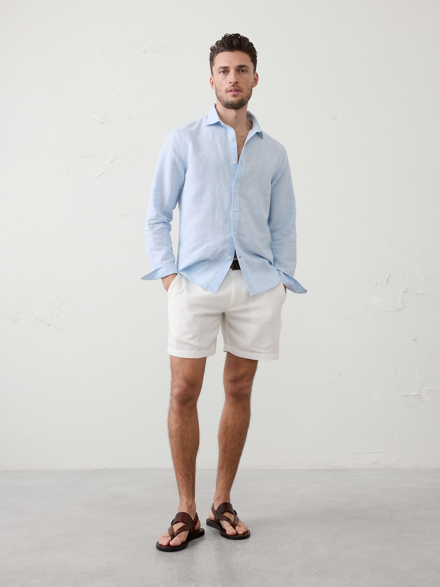 Image number 1 showing, Slim-Fit Linen-Blend Shirt
