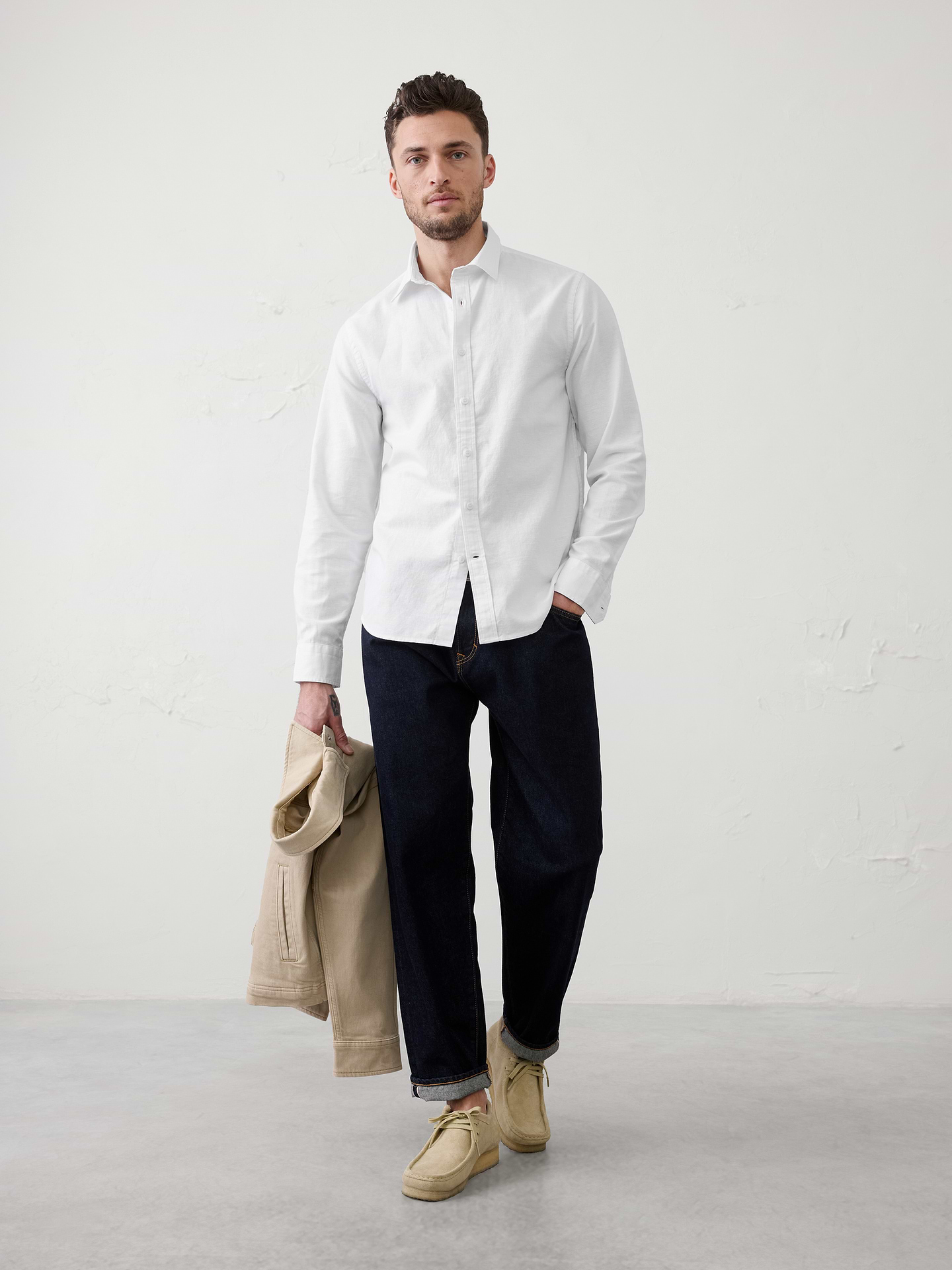 Image number 1 showing, Slim-Fit Linen-Blend Shirt