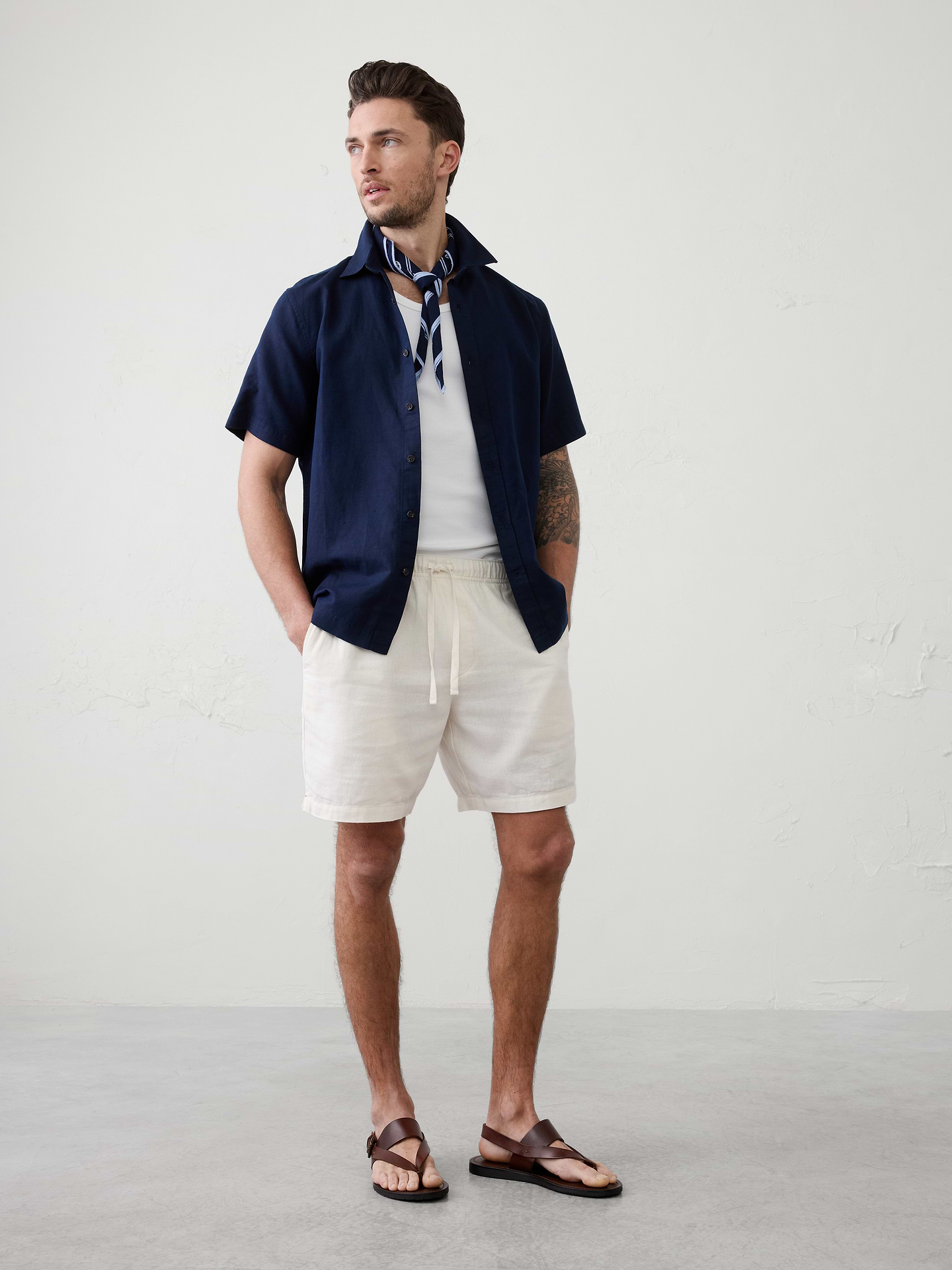 Image number 1 showing, Standard-Fit 7" Linen-Blend Deck Short